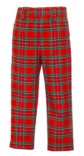 Anavini Couture Boys Red Holiday Plaid Tailored Pants