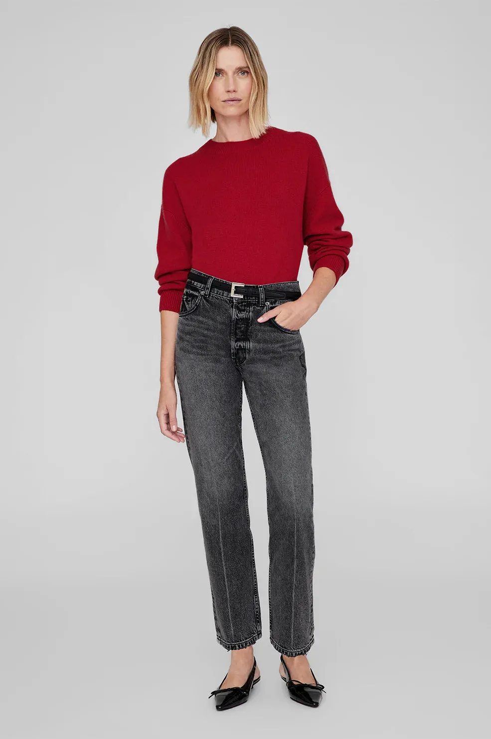 Anine Bing Lee Crew Sweater in Scarlet Red