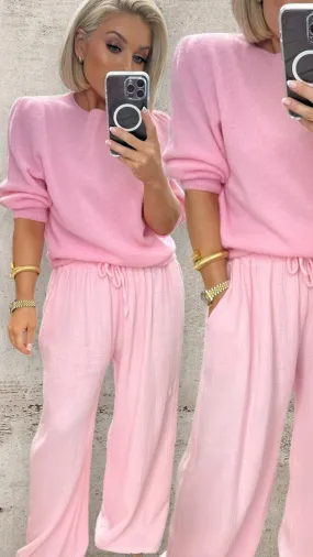BABY PINK PALAZZO TROUSERS