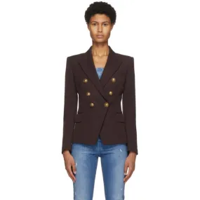 Balmain Brown Grain De Poudre 6-Button Jacket