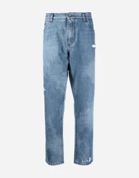 Bleached Effect Cropped Jeans