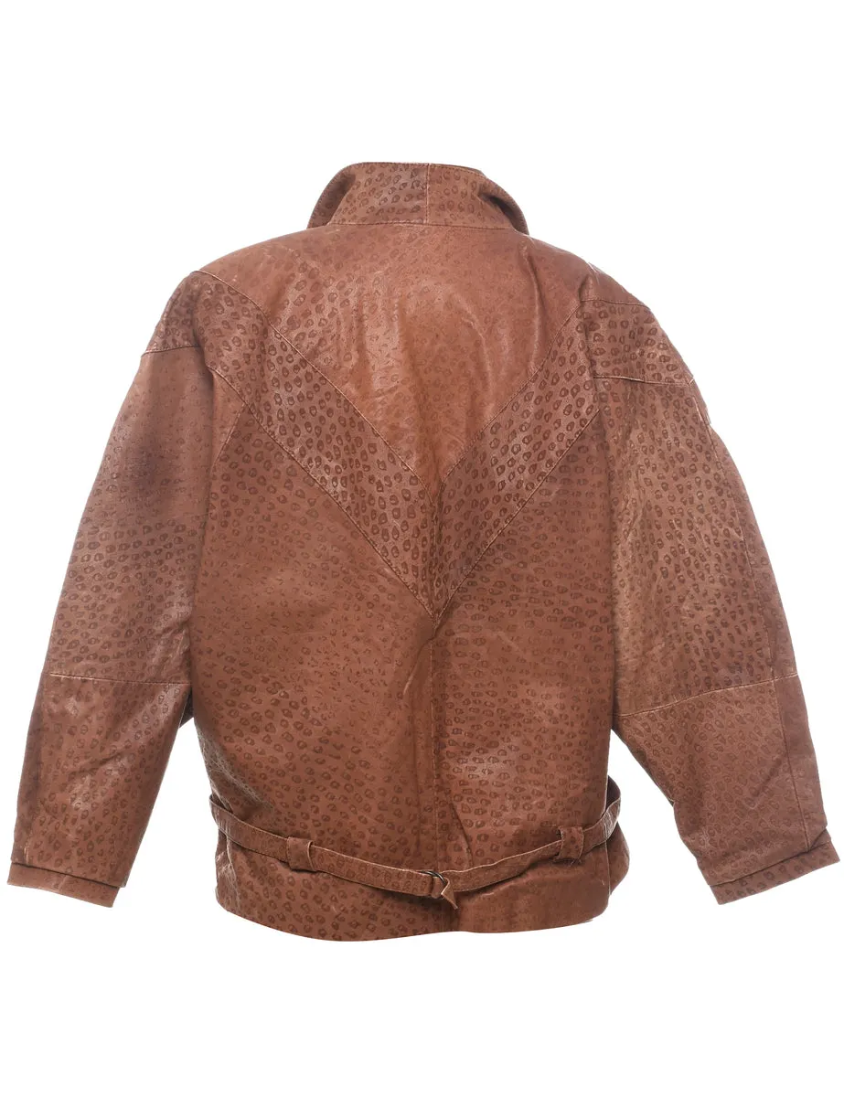 Brown Classic Leather Jacket - L