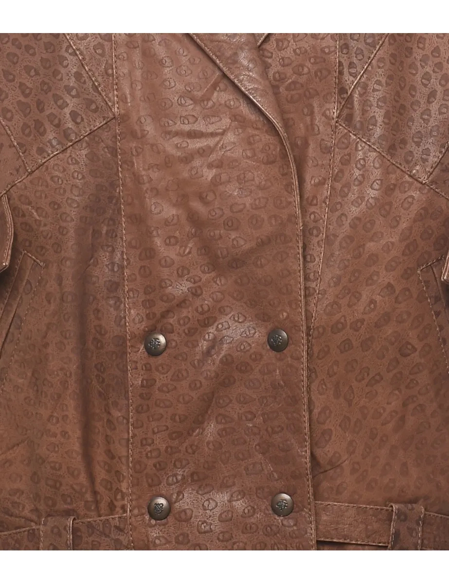 Brown Classic Leather Jacket - L