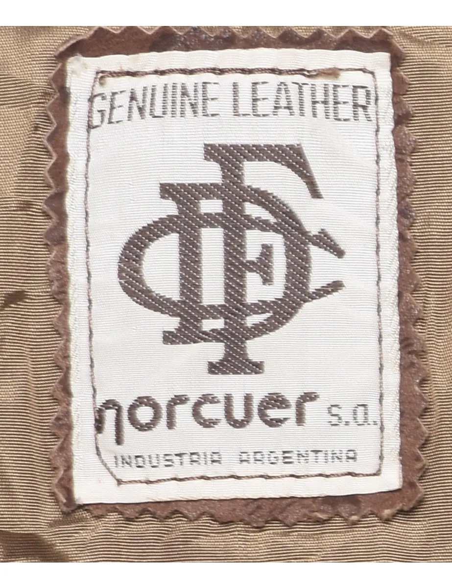 Brown Classic Leather Jacket - L