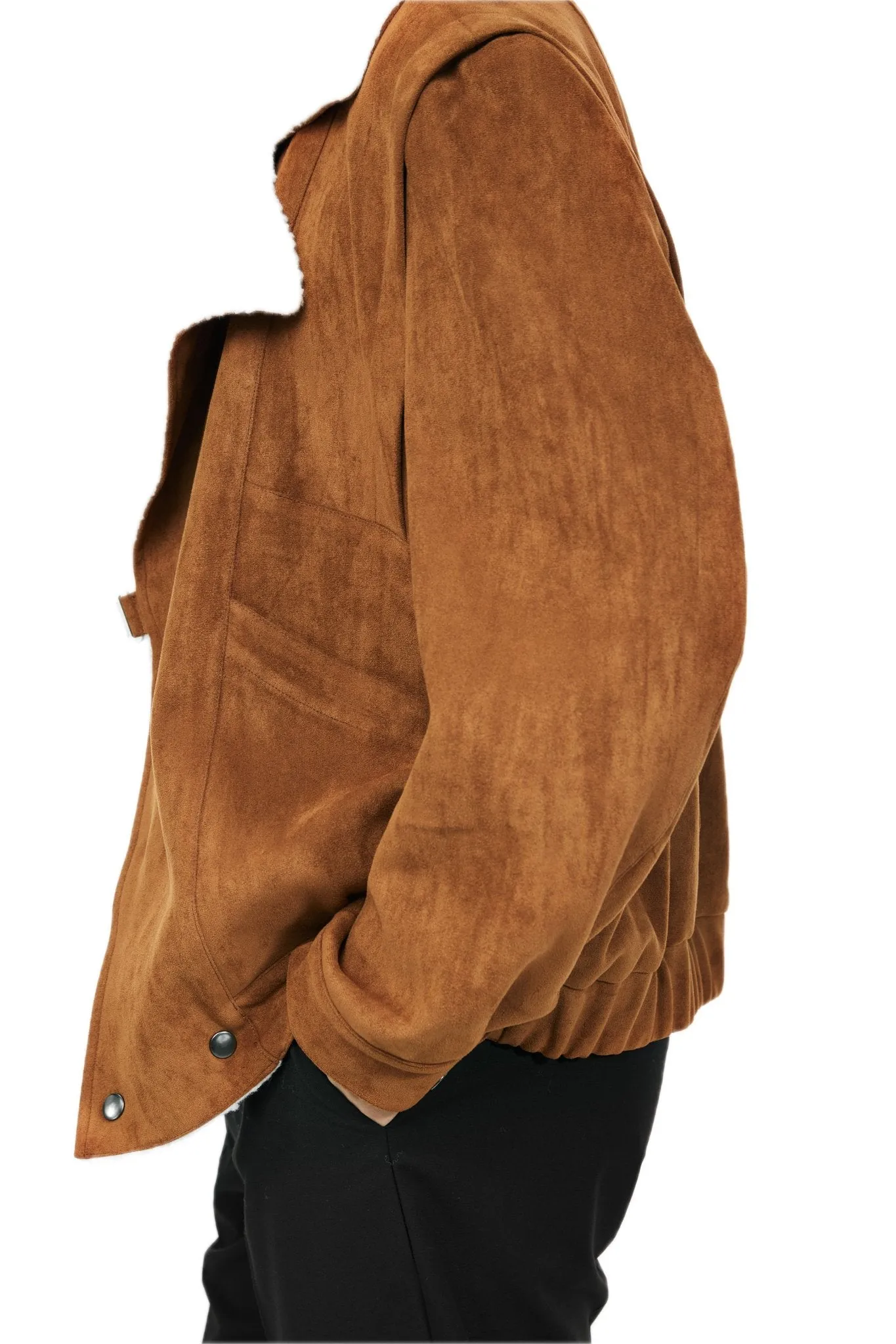 Brown Lambswool Lapel Buckle Suede Jacket