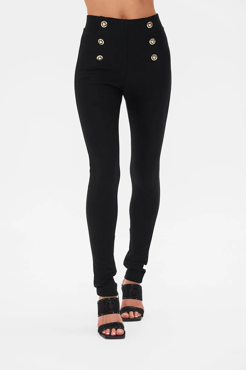 BUTTON EMBELLISHED PONTE PANT FLORENCE FIELD DAY