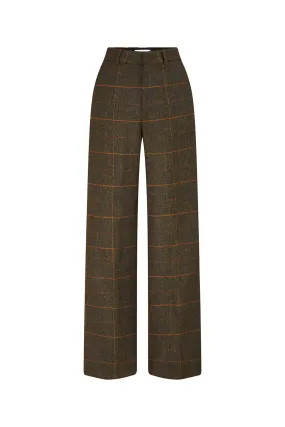 Carina Straight Front Zipper Wool Floor Length Pants