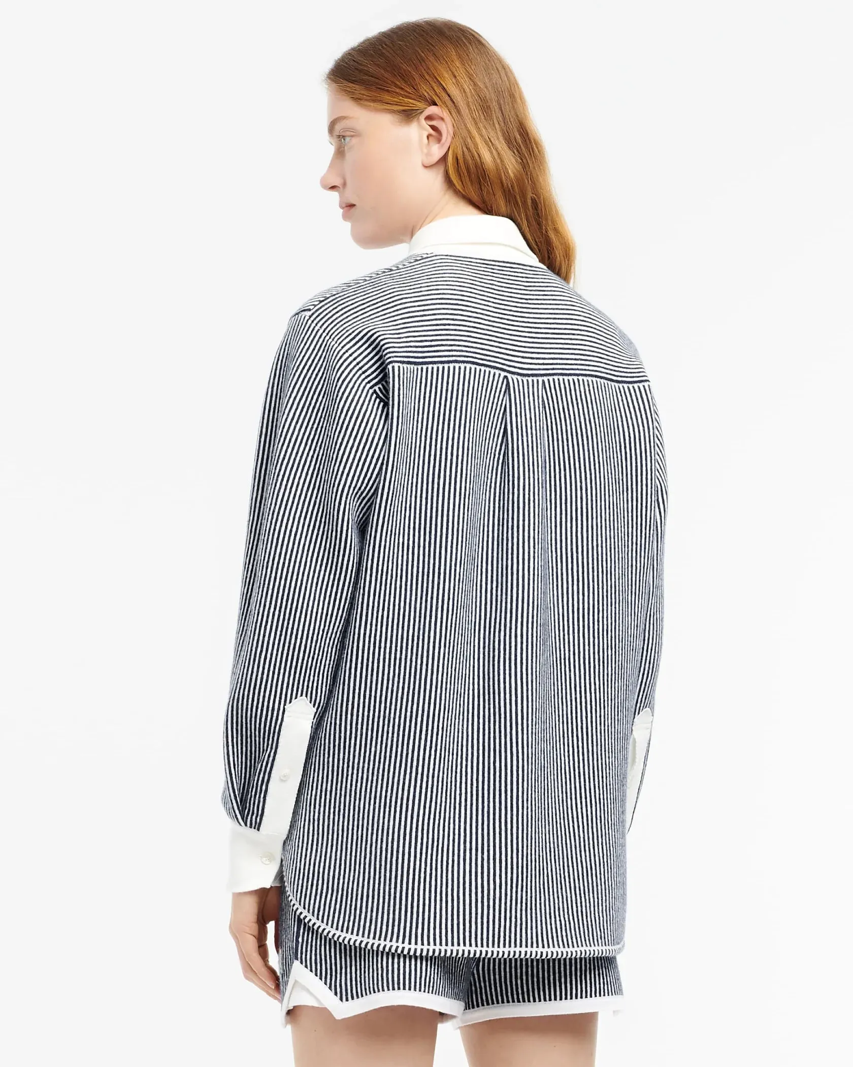 Cashmere and cotton striped shorts - Navy and White