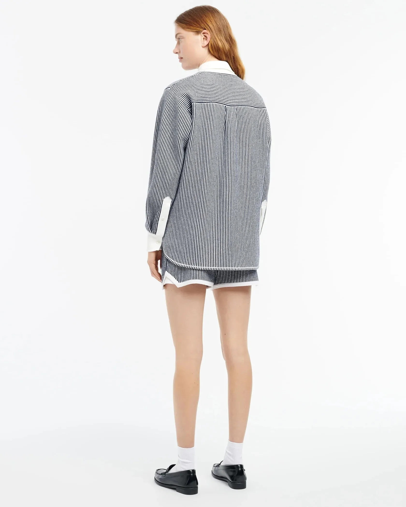 Cashmere and cotton striped shorts - Navy and White