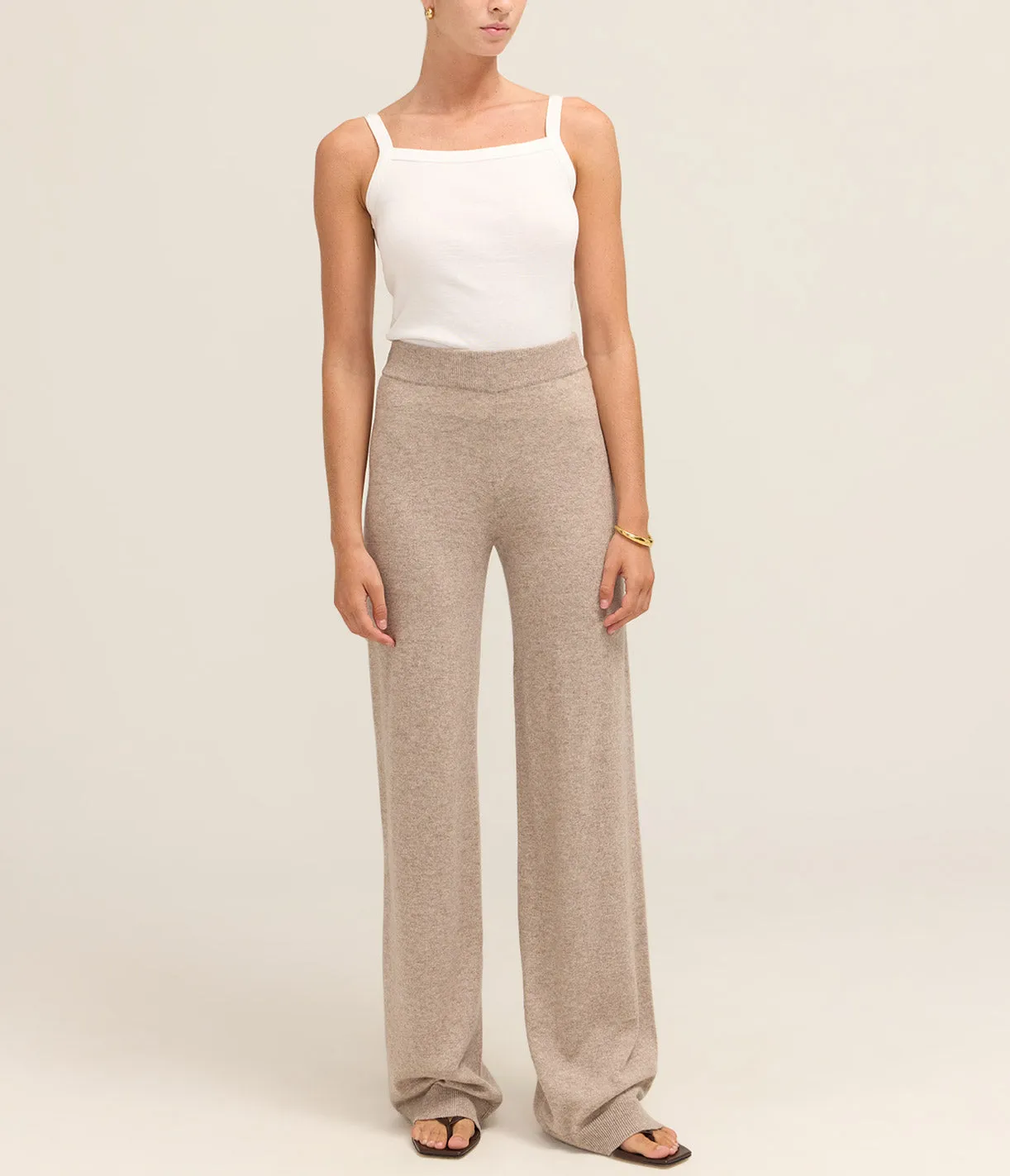Cashmere Blend Trousers in Taupe