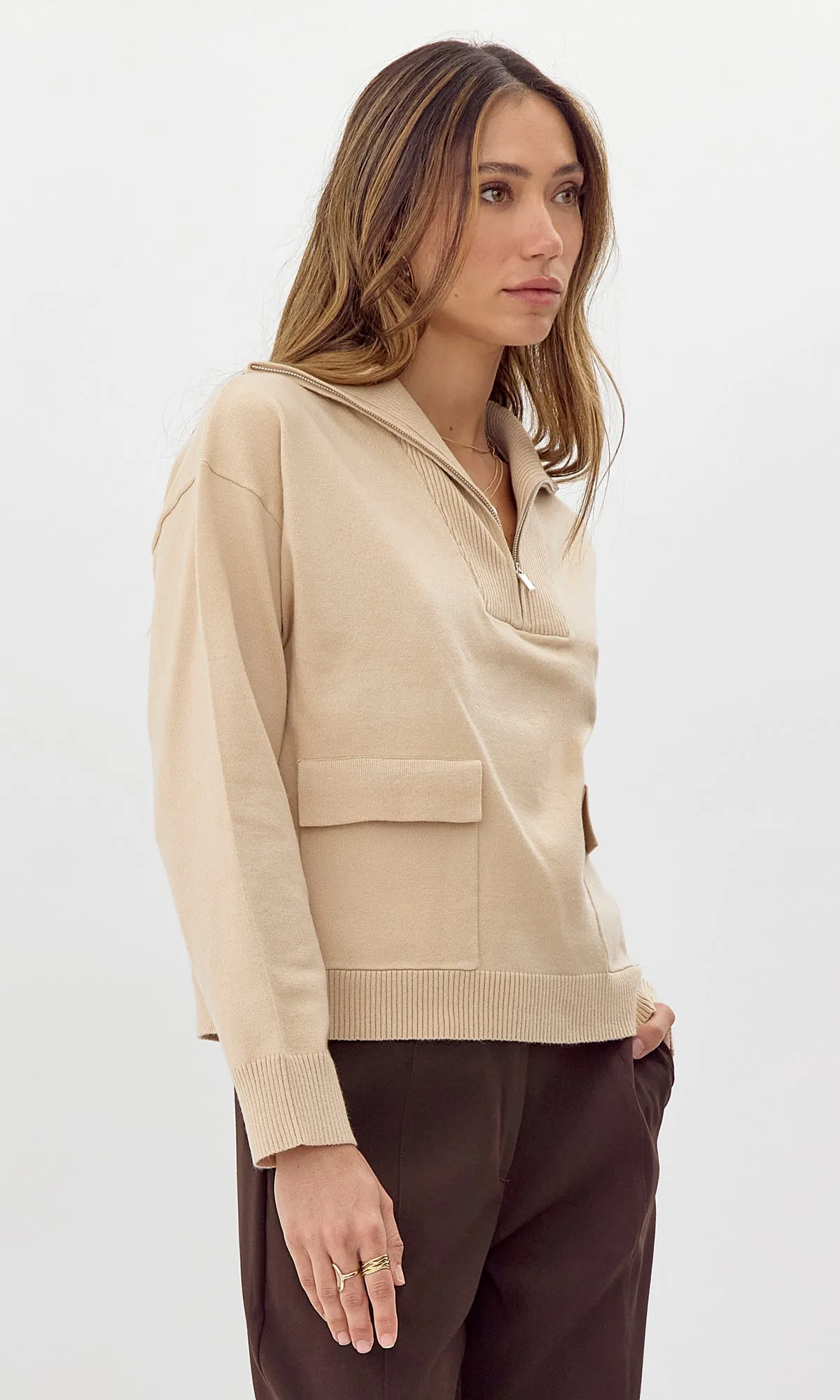 Cruz Cozy Knit Collard Sweater Top