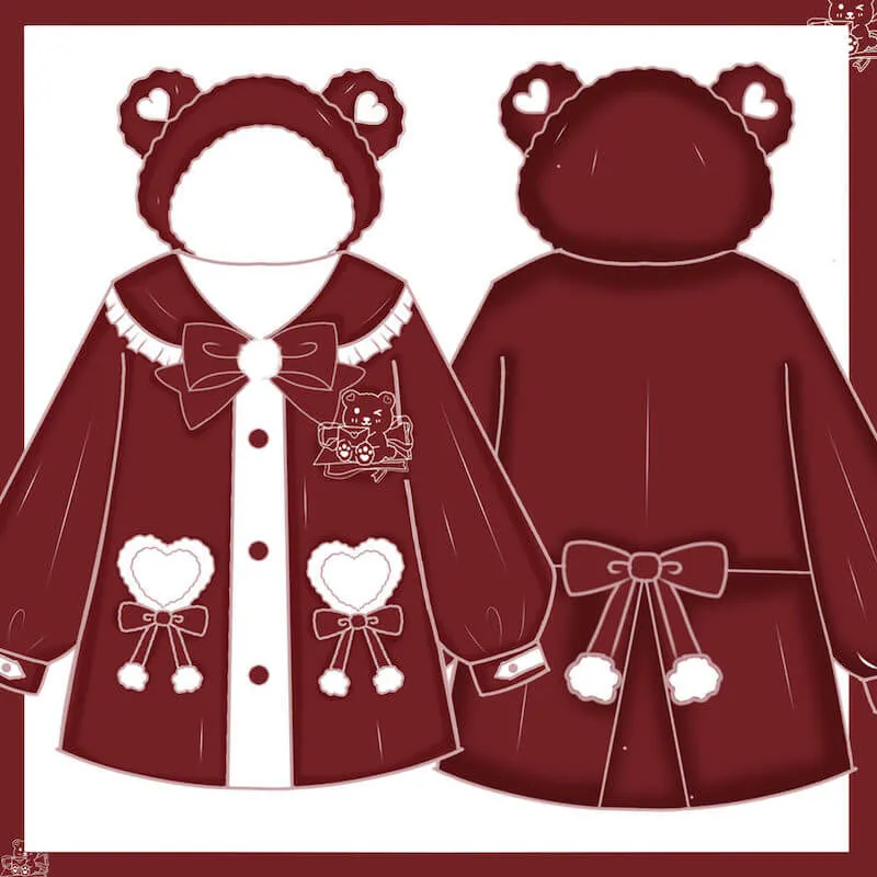 Cute Bear JK red uniform set