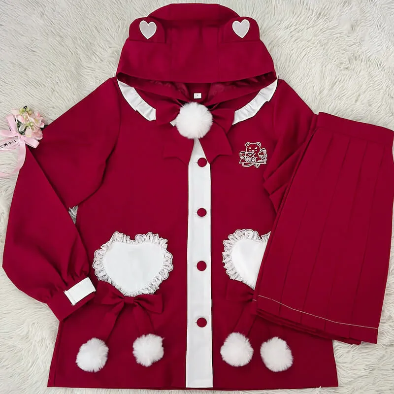 Cute Bear JK red uniform set