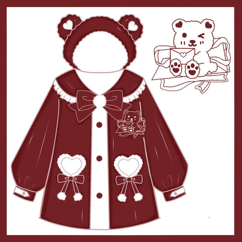 Cute Bear JK red uniform set