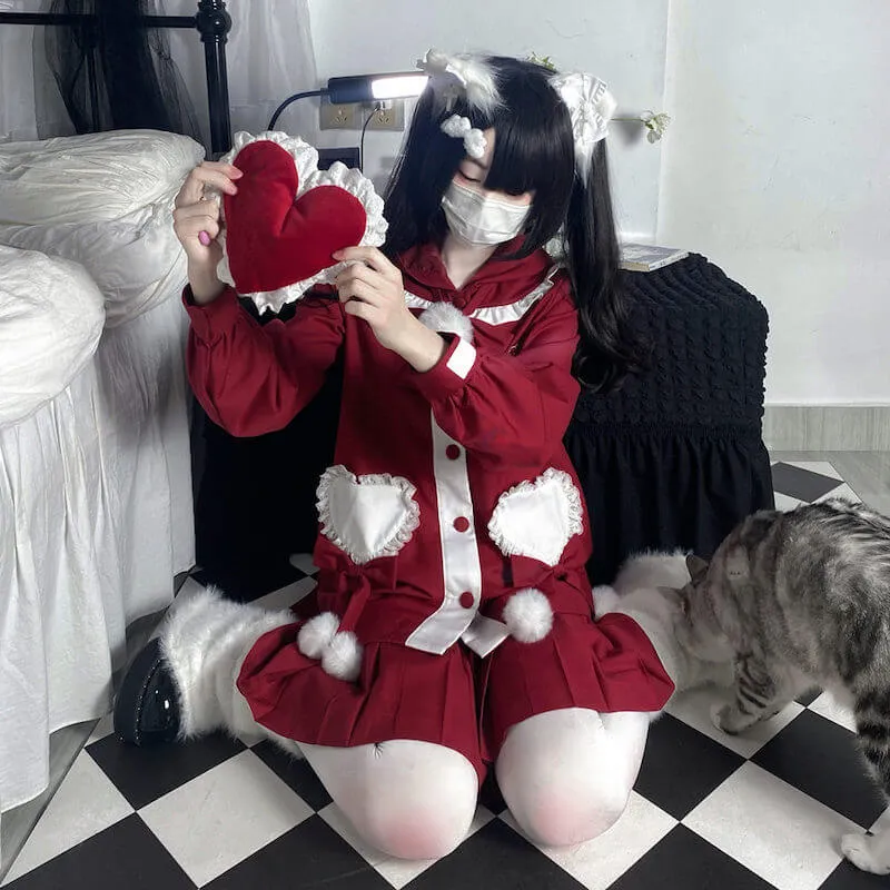 Cute Bear JK red uniform set