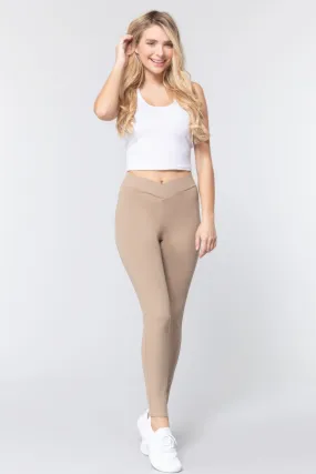 Deep Khaki Mid-rise Ponte legging Pants_