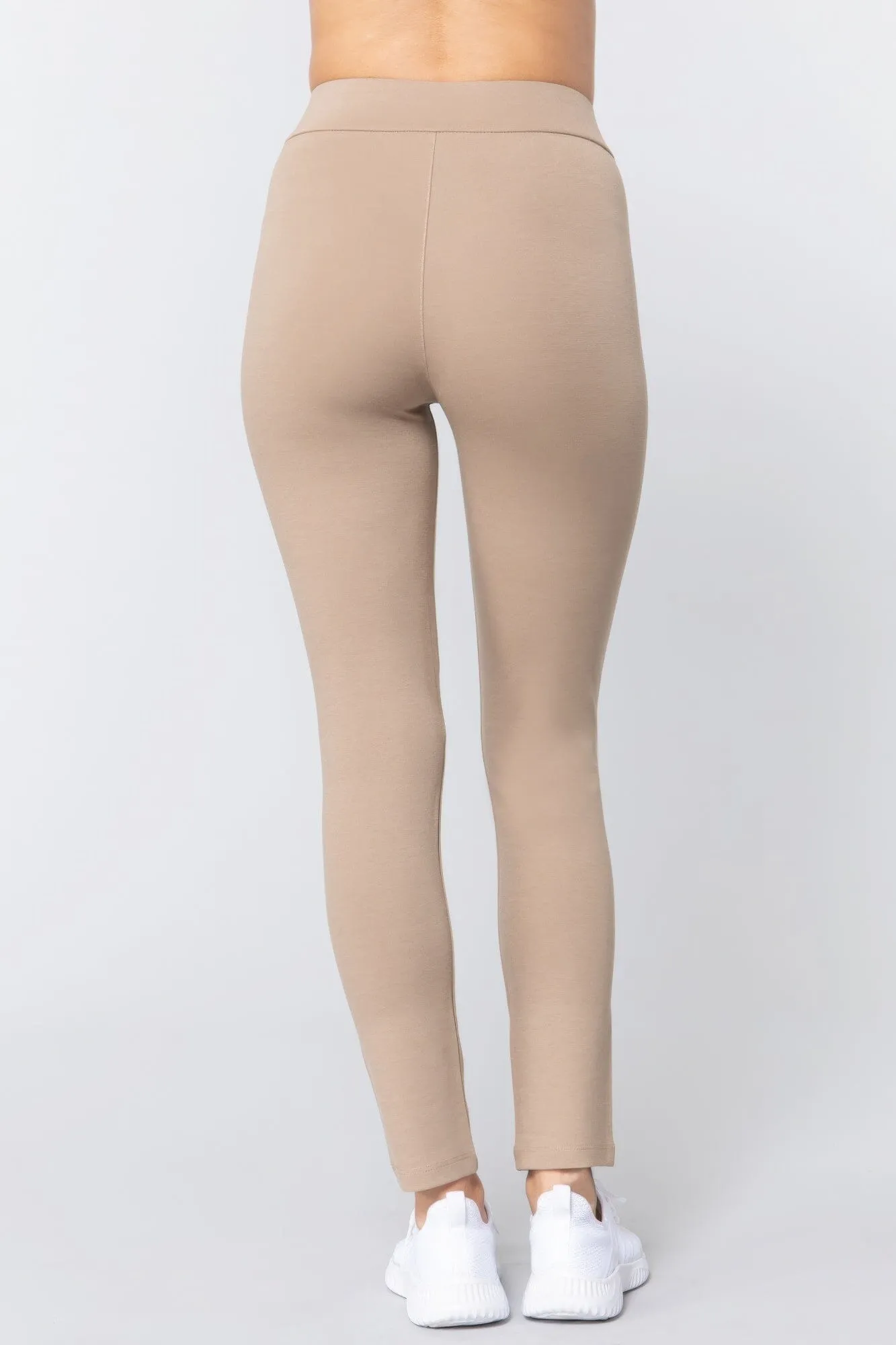 Deep Khaki Mid-rise Ponte legging Pants_