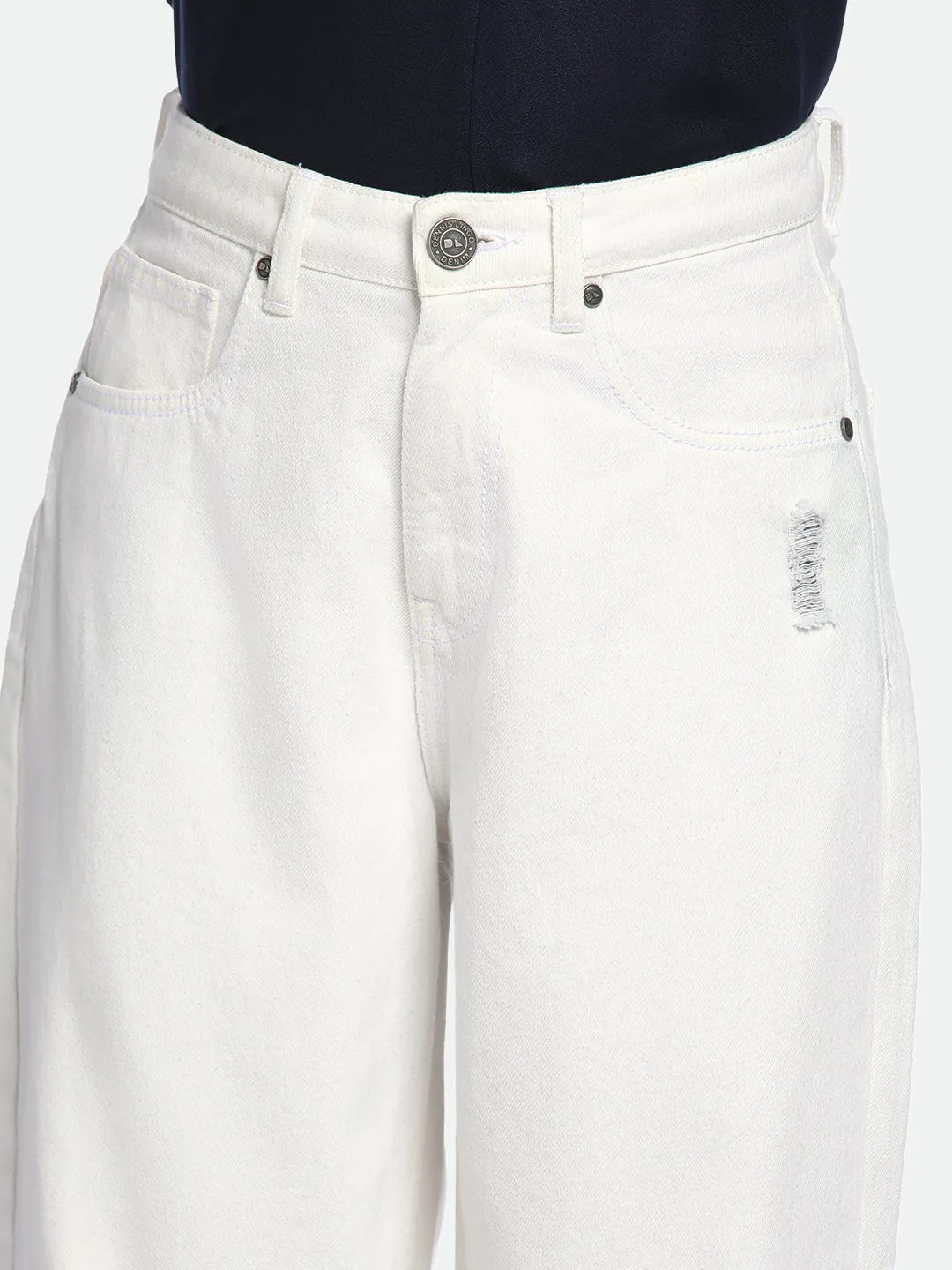 DL Woman Relaxed Fit High-Rise Mildly Distressed Stretchable Jeans