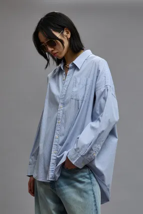 DROP NECK SHIRT - BLUE AND WHITE STRIPE