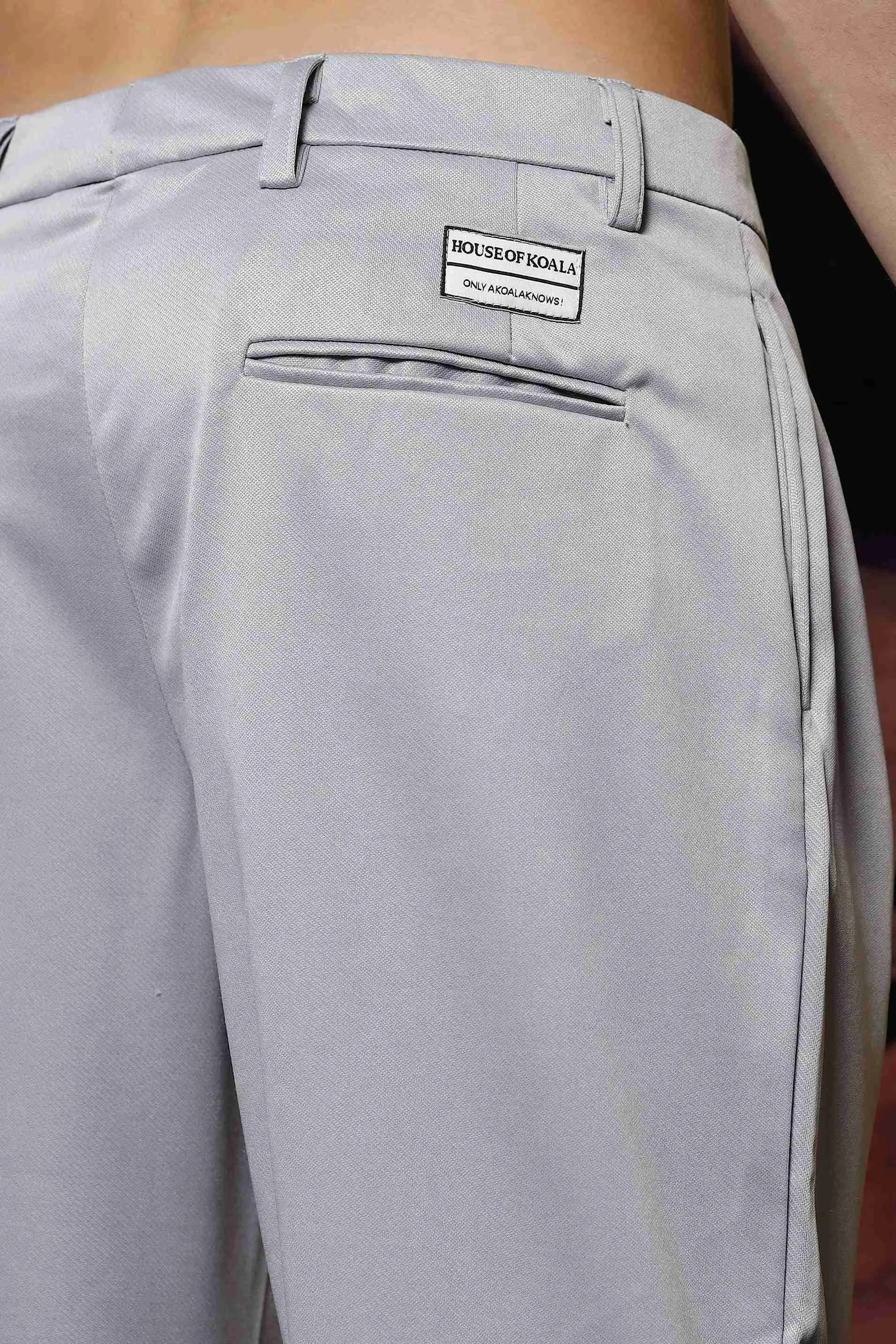 Grey Baggy fit Double Pleated Korean Trousers