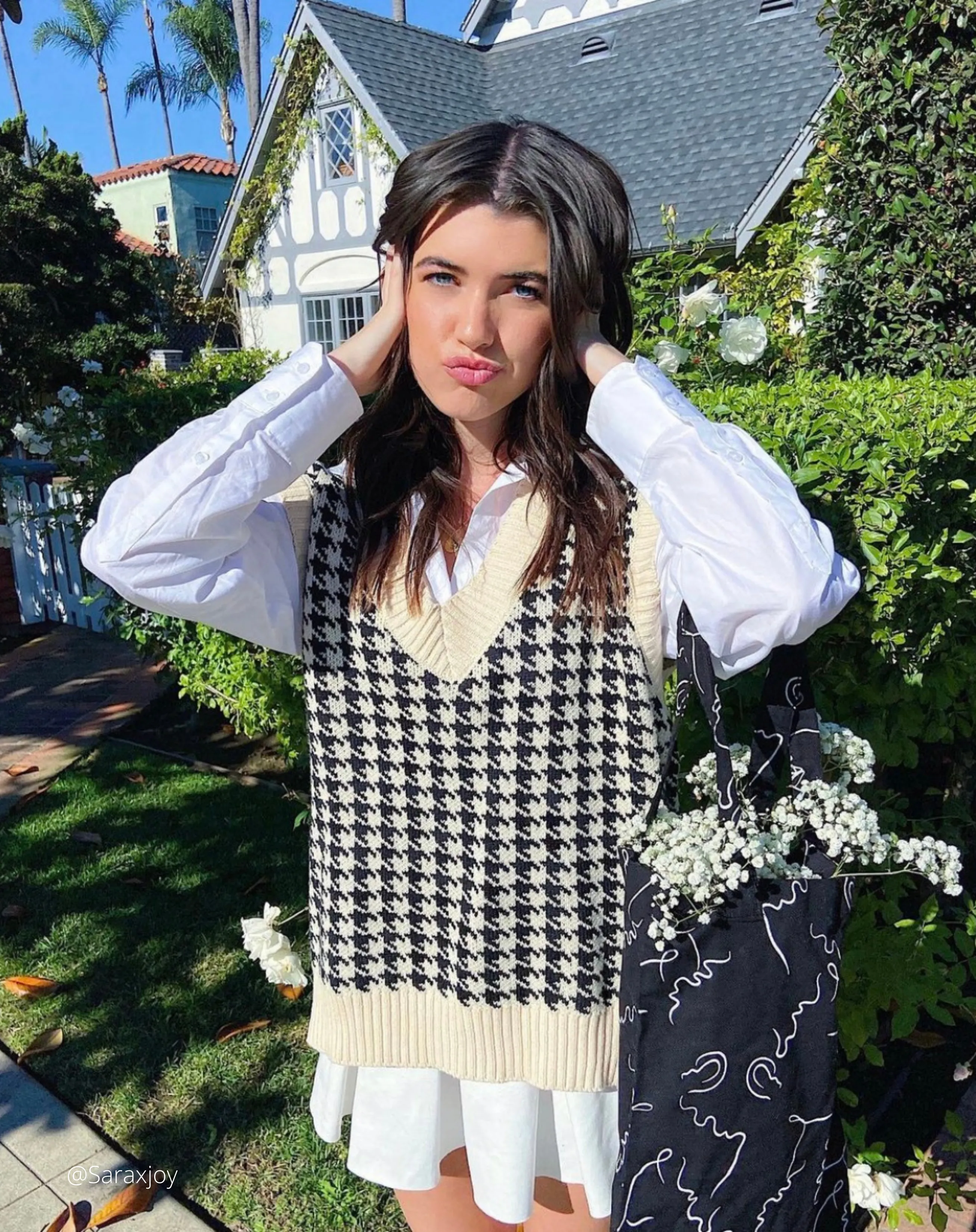 HOUNDSTOOTH OVERSIZED  WAISTCOAT