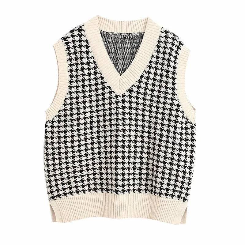 HOUNDSTOOTH OVERSIZED  WAISTCOAT