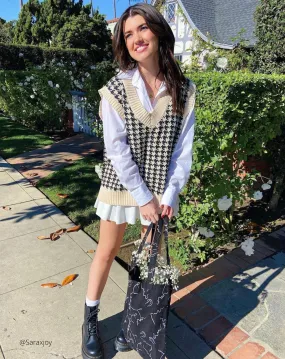HOUNDSTOOTH OVERSIZED  WAISTCOAT