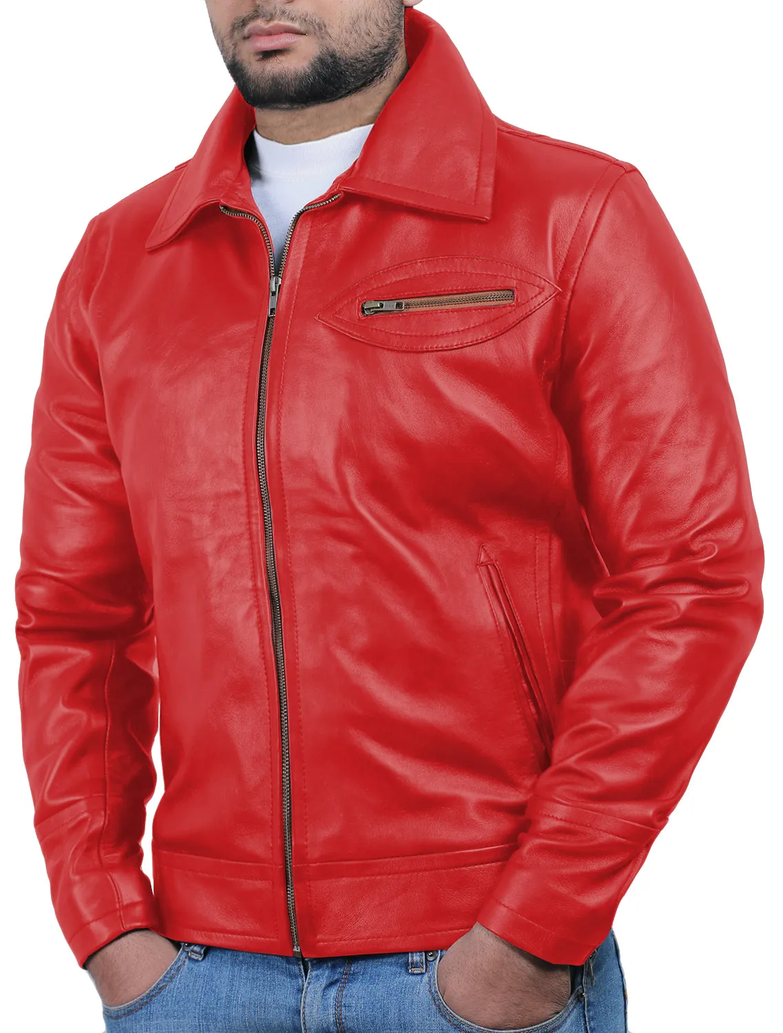 Leather Jackets Hub Mens Genuine Lambskin Leather Jacket (Black, Classic Jacket) - 1501811