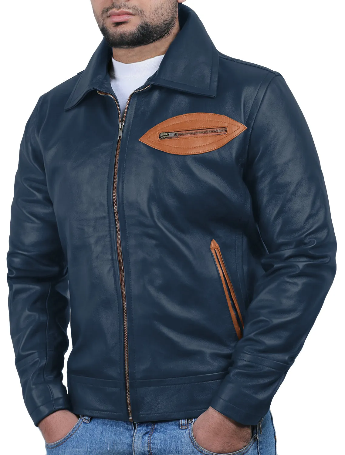 Leather Jackets Hub Mens Genuine Lambskin Leather Jacket (Black, Classic Jacket) - 1501811