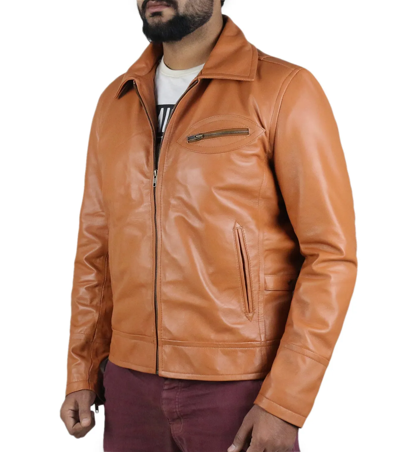 Leather Jackets Hub Mens Genuine Lambskin Leather Jacket (Black, Classic Jacket) - 1501811