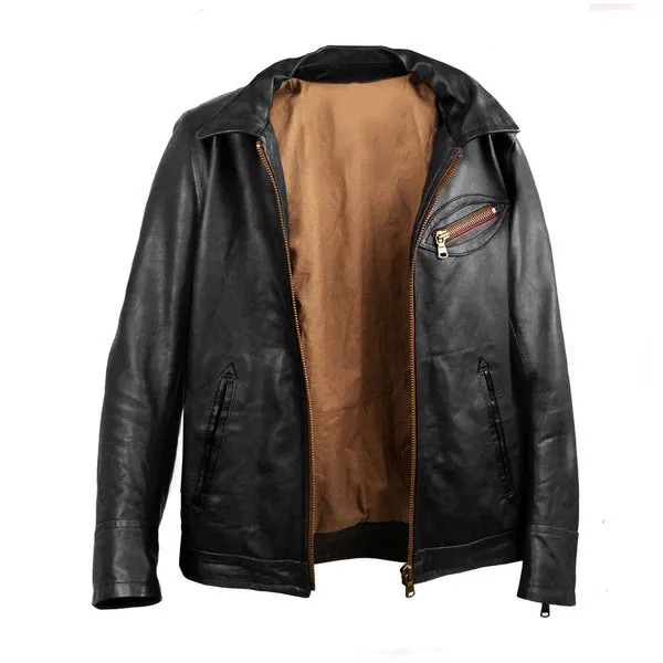 Leather Jackets Hub Mens Genuine Lambskin Leather Jacket (Black, Classic Jacket) - 1501811