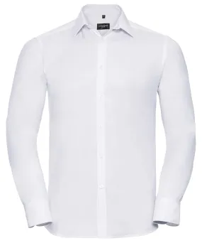 Long sleeve herringbone shirt | White
