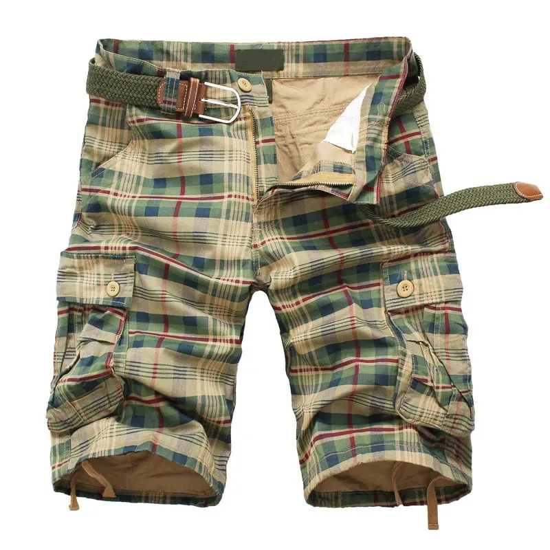 Medium Cotton Comfortable Outdoor Sports Beach Plaid Shorts
