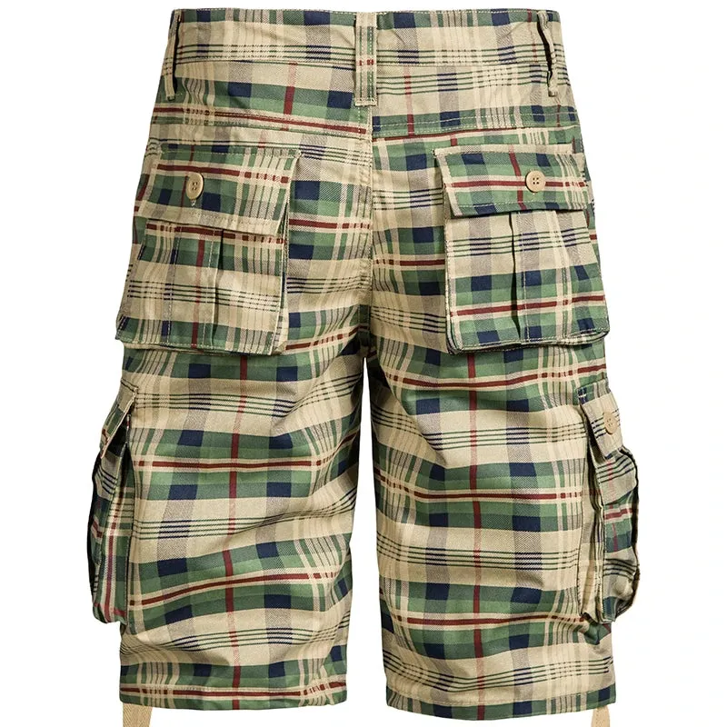 Medium Cotton Comfortable Outdoor Sports Beach Plaid Shorts