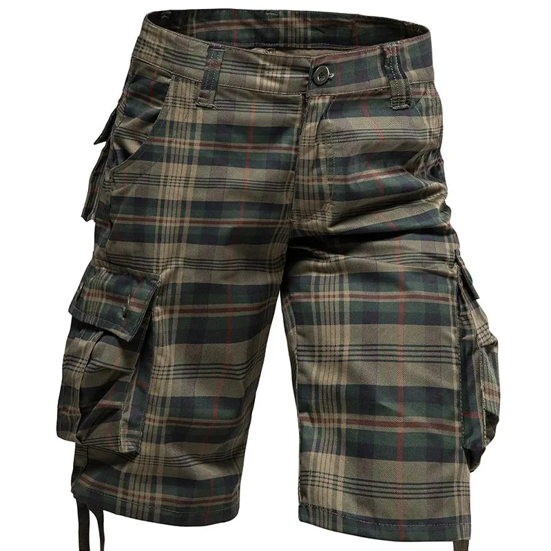 Medium Cotton Comfortable Outdoor Sports Beach Plaid Shorts