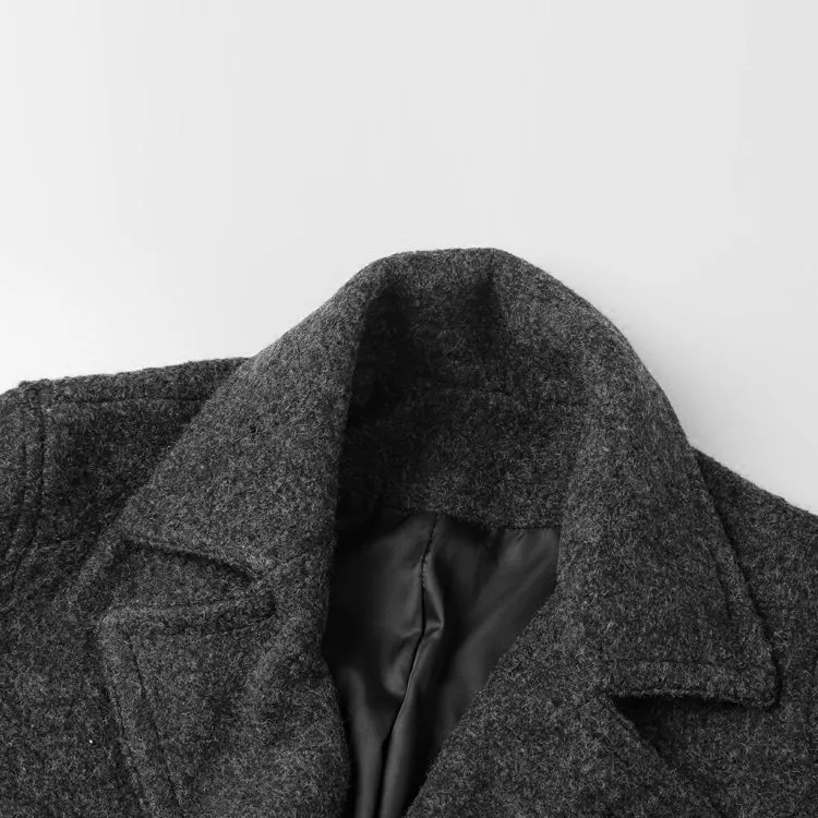 Men's Winter Woolen Double Breasted Long Coat