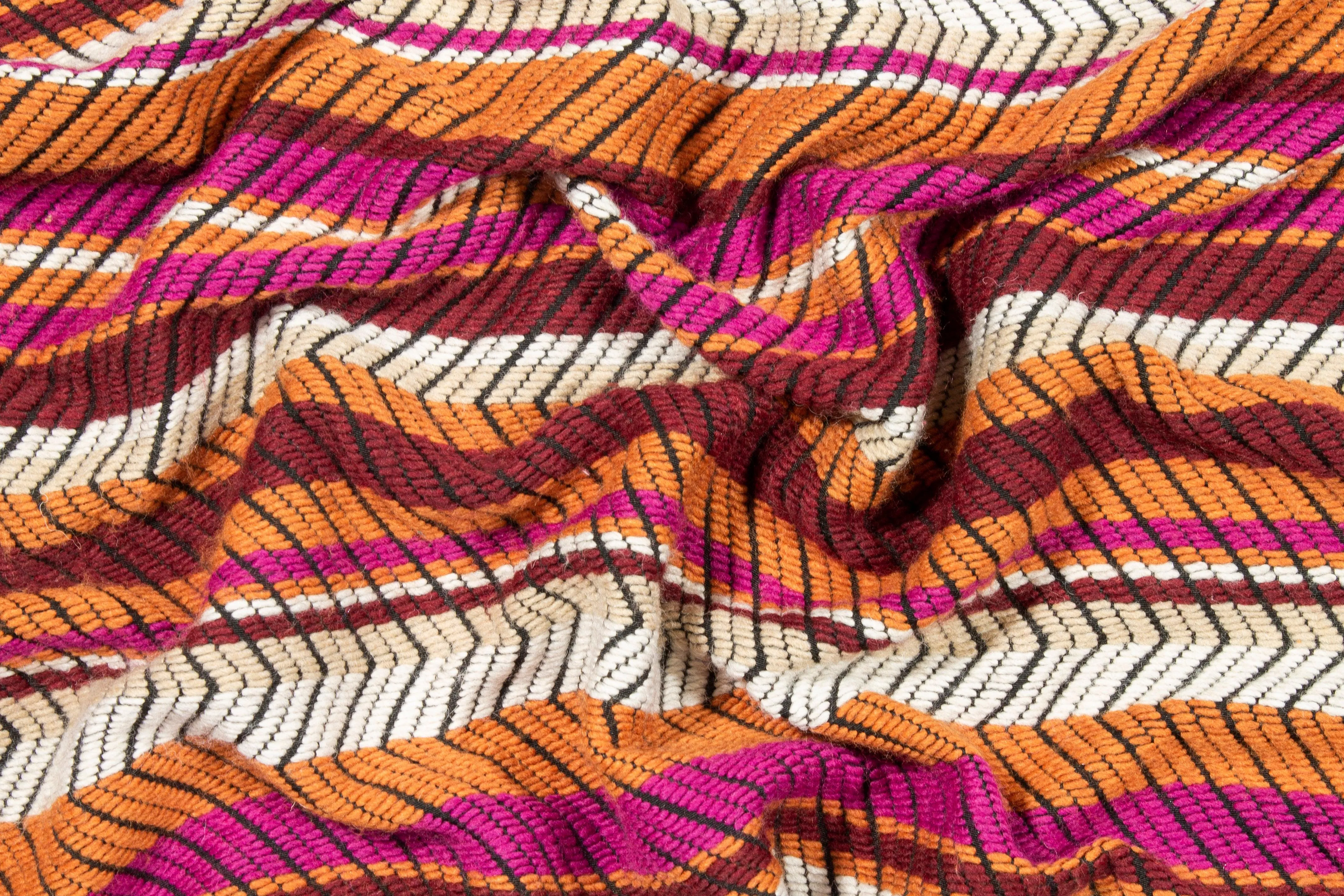 Multicolor Chevron Wool Blend Brocade