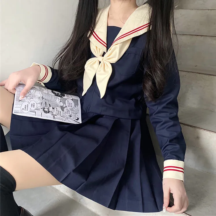 [Navy Beige] JK sailor girl school uniform set