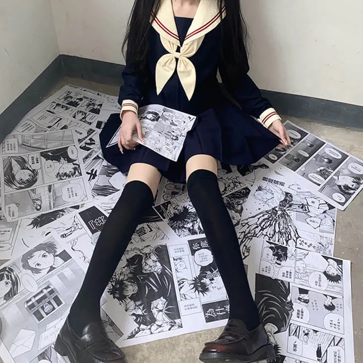 [Navy Beige] JK sailor girl school uniform set