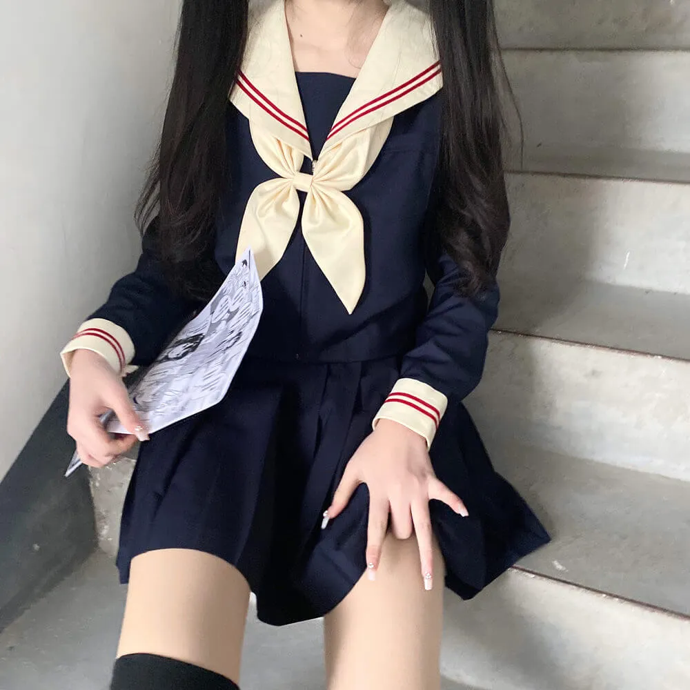 [Navy Beige] JK sailor girl school uniform set
