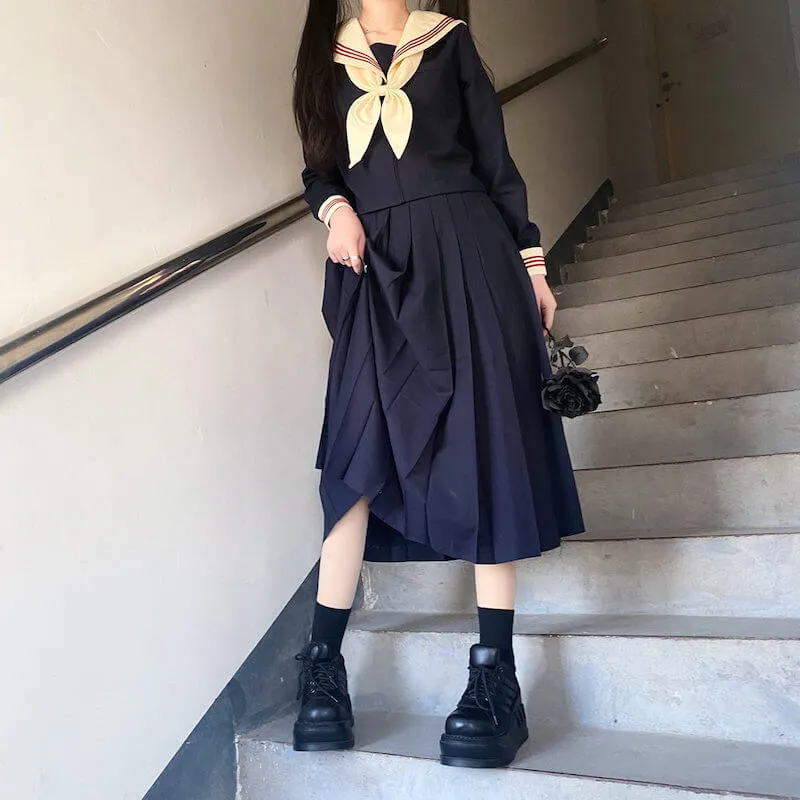 [Navy Beige] JK sailor girl school uniform set