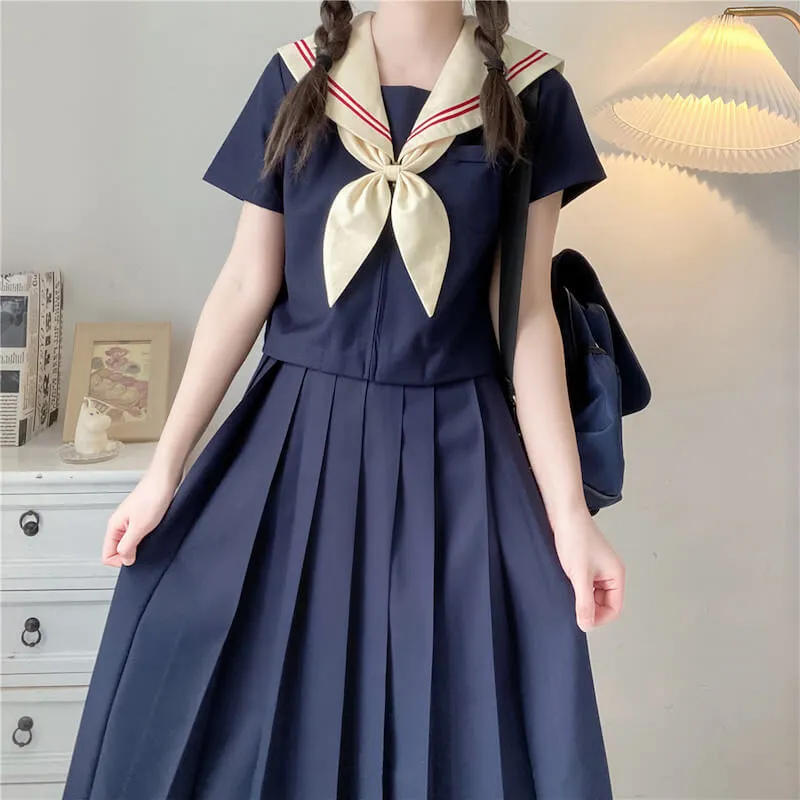 [Navy Beige] JK sailor girl school uniform set