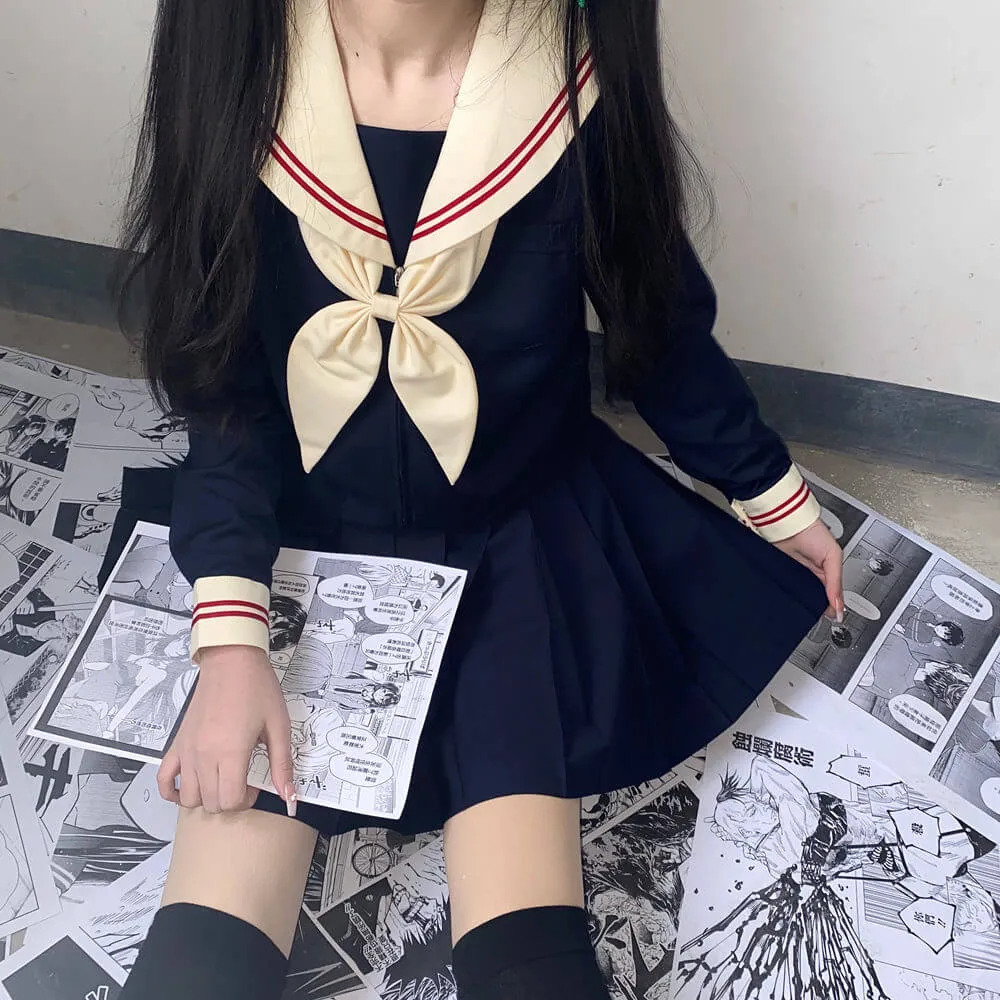 [Navy Beige] JK sailor girl school uniform set