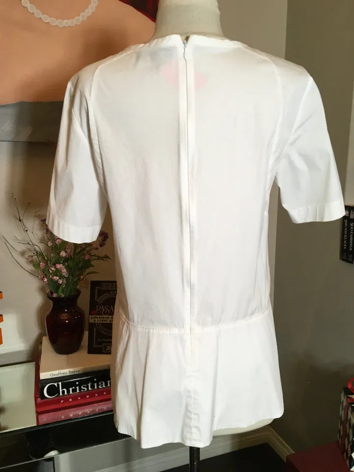 Piazza Sempione Size S/M White Stretch Cotton Trapeze Shirt - 1-335-7219