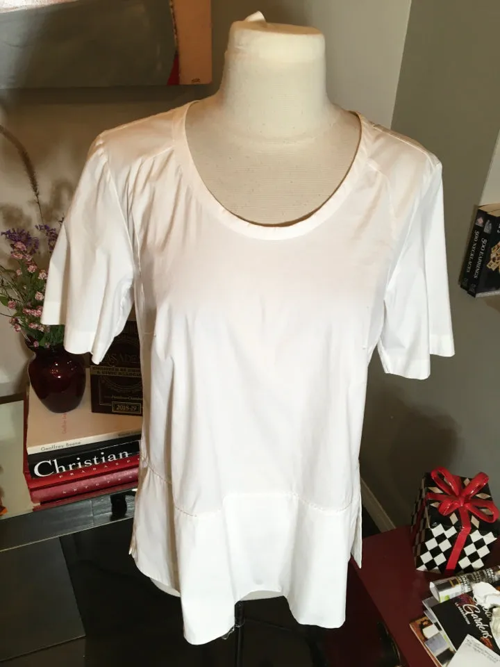 Piazza Sempione Size S/M White Stretch Cotton Trapeze Shirt - 1-335-7219