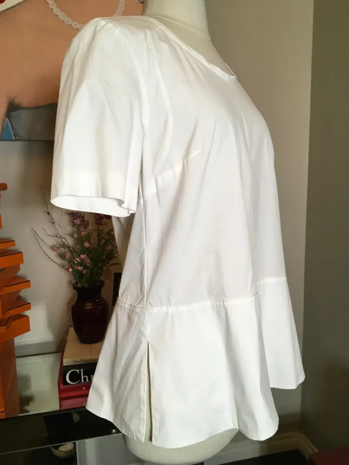 Piazza Sempione Size S/M White Stretch Cotton Trapeze Shirt - 1-335-7219