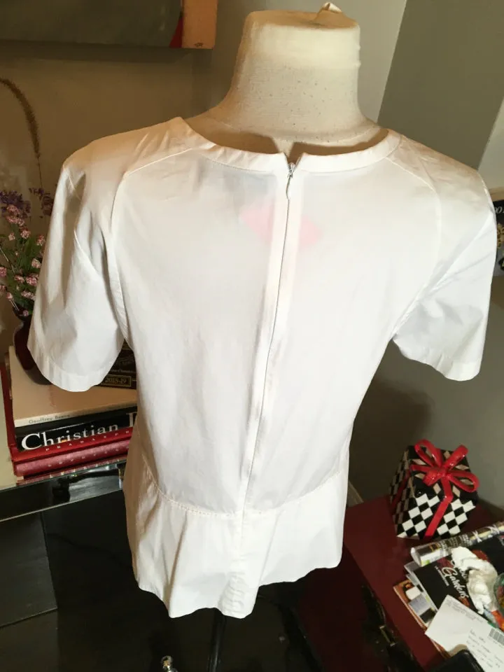 Piazza Sempione Size S/M White Stretch Cotton Trapeze Shirt - 1-335-7219