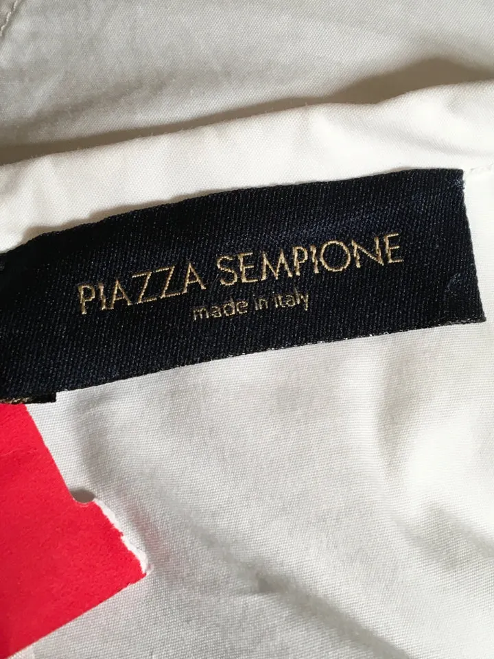 Piazza Sempione Size S/M White Stretch Cotton Trapeze Shirt - 1-335-7219