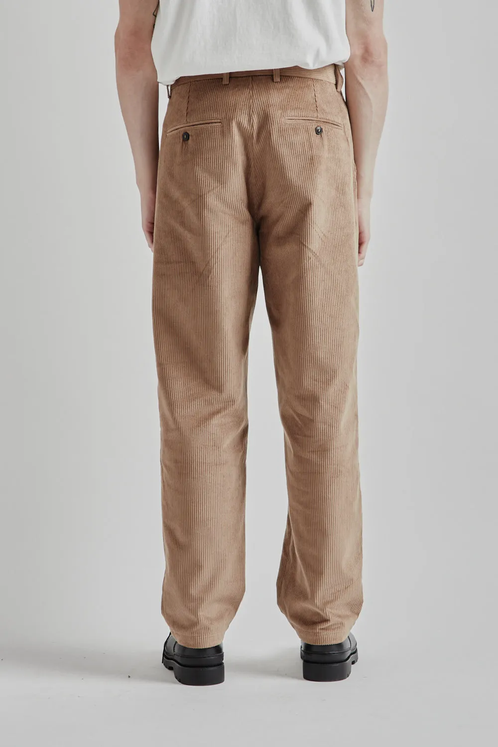 Pleat Cord Pants - Beige