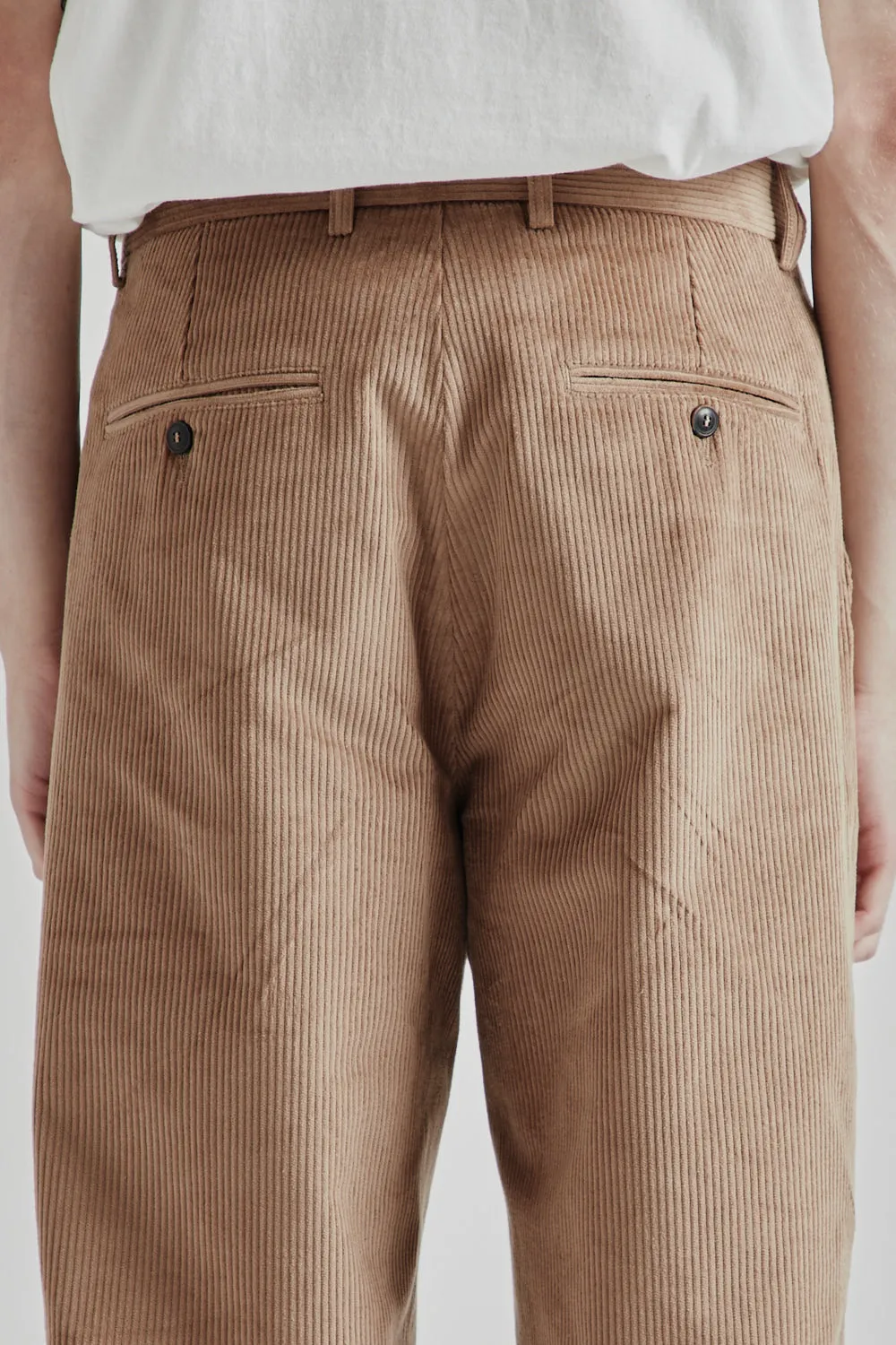 Pleat Cord Pants - Beige